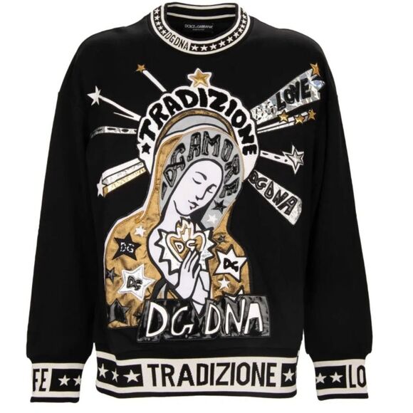 Dolce & Gabbana Other - NWTs Dolce & Gabbana Baroque Maria Amore DG DNA Sweater Sweatshirt Black Gold